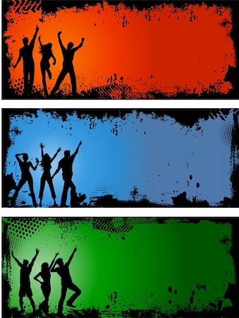 simsearch:400-04969579,k - Silhouettes of people dancing on grunge style backgrounds Stock Photo - Budget Royalty-Free & Subscription, Code: 400-04138491