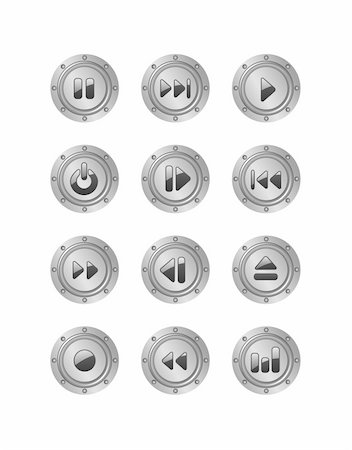 pause button - metal music buttons set 2 Foto de stock - Super Valor sin royalties y Suscripción, Código: 400-04138514