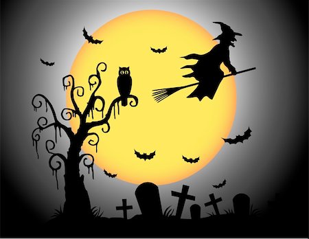 simsearch:400-09132992,k - The witch flying over the grave Stock Photo - Budget Royalty-Free & Subscription, Code: 400-04138518