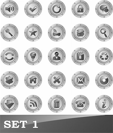 simsearch:400-04620594,k - Metallic icons set for web Foto de stock - Super Valor sin royalties y Suscripción, Código: 400-04138526