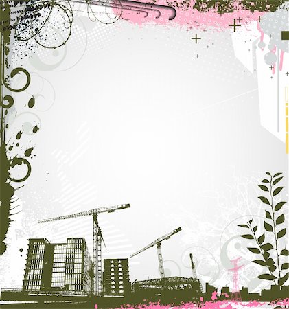 Vector illustration of style background with grunge stained urban and floral Design elements Foto de stock - Super Valor sin royalties y Suscripción, Código: 400-04138542