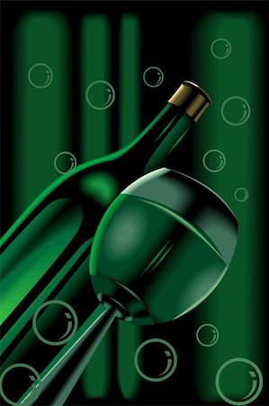 Illustration de la bouteille d'alcool et de la coupe de vin Photographie de stock - Aubaine LD & Abonnement, Code: 400-04138766