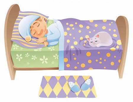 Boy is sleeping in his bed, cartoon and vector scene Stock Photo - Budget Royalty-Free & Subscription, Code: 400-04138952