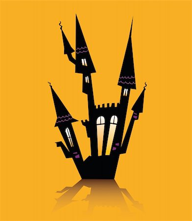 Haunted house silhouette. Vector icon. Stock Photo - Budget Royalty-Free & Subscription, Code: 400-04139362