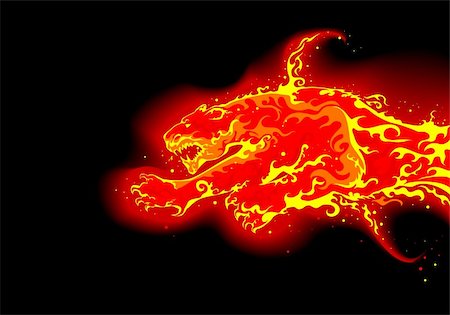 felis concolor - vector illustration of fire beast Stock Photo - Budget Royalty-Free & Subscription, Code: 400-04139407