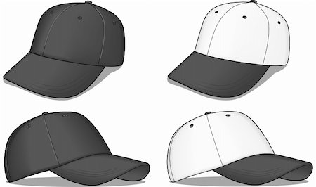 This is a set of black and white baseball caps - they are vector illustrations Foto de stock - Super Valor sin royalties y Suscripción, Código: 400-04139422
