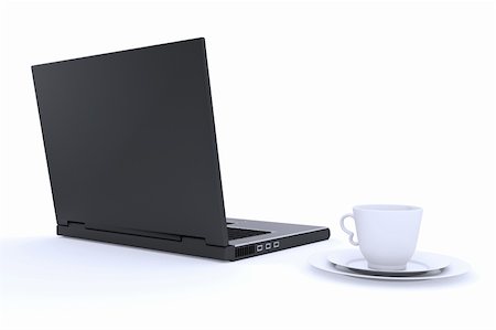 simsearch:400-07477800,k - Black notebook with cup on saucer Fotografie stock - Microstock e Abbonamento, Codice: 400-04139449