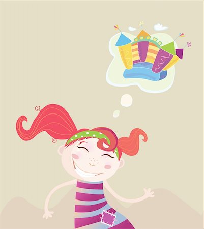 dreaming cloud girl - New toy or something else? Vector Illustration of dreaming girl. Stock Photo - Budget Royalty-Free & Subscription, Code: 400-04139793