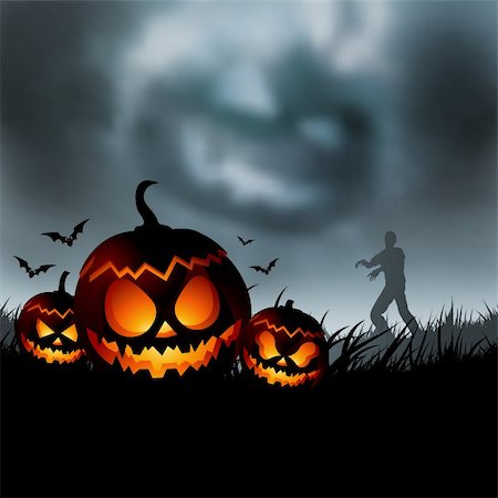 Scary halloween evening vector illustration! Stock Photo - Budget Royalty-Free & Subscription, Code: 400-04139826