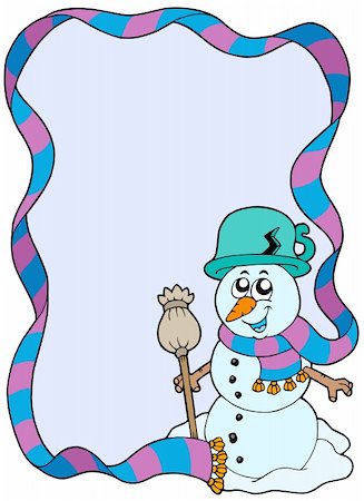 simsearch:400-07896754,k - Cadre hiver avec bonhomme de neige animé - illustration vectorielle. Photographie de stock - Aubaine LD & Abonnement, Code: 400-04139820