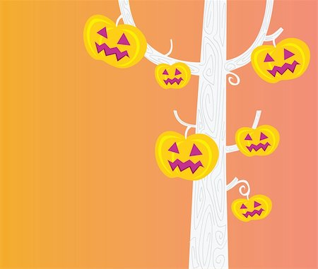 simsearch:400-04421964,k - Pumpkin – head tree. Halloween party now begin!  Vector Illustration. Foto de stock - Super Valor sin royalties y Suscripción, Código: 400-04139885