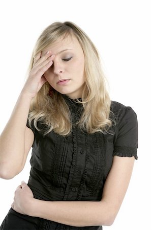 simsearch:400-05734794,k - blond worried businesswoman, hand in head, isolated on white Foto de stock - Super Valor sin royalties y Suscripción, Código: 400-04130088