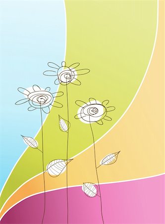 simsearch:400-05737322,k - Illustration with simple flowers. Vector art Stock Photo - Budget Royalty-Free & Subscription, Code: 400-04130430