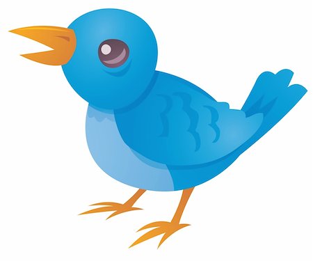 Vektor-Cartoon-Illustration einen niedlichen blauen Vogel zwitschern und zwitschern. Stockbilder - Microstock & Abonnement, Bildnummer: 400-04130764