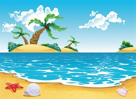 Cartoon seascape - funny vector illustration Stock Photo - Budget Royalty-Free & Subscription, Code: 400-04131040