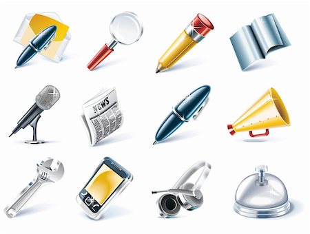 paper and pencil icon - Set of detailed communication icons Stock Photo - Budget Royalty-Free & Subscription, Code: 400-04131077
