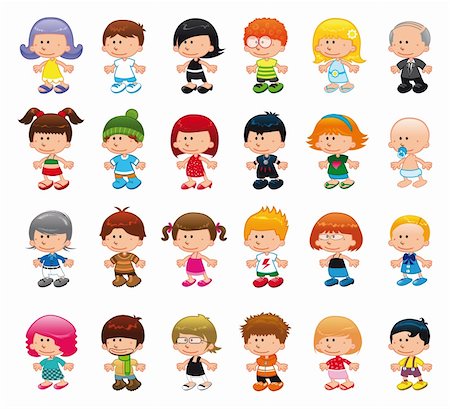 simsearch:400-08814207,k - People: group of humans. Funny cartoon and vector illustration Stock Photo - Budget Royalty-Free & Subscription, Code: 400-04131087