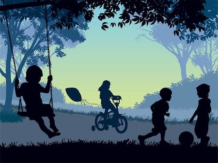Children playing in a park. Vector illustration. Stock Photo - Budget Royalty-Free & Subscription, Code: 400-04131353
