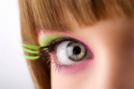 simsearch:400-04552932,k - eye lloking in camera with colored make up and long eyelashes Stock Photo - Budget Royalty-Free & Subscription, Code: 400-04132214