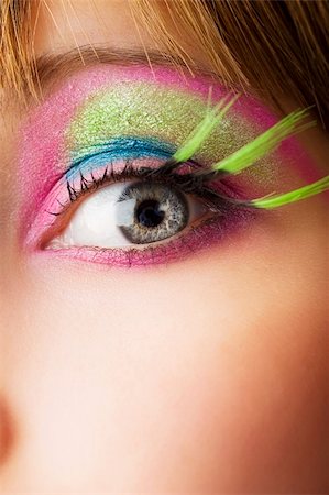 simsearch:400-04552932,k - eye womwn close up with colored make up and green eyelashes Stock Photo - Budget Royalty-Free & Subscription, Code: 400-04132211