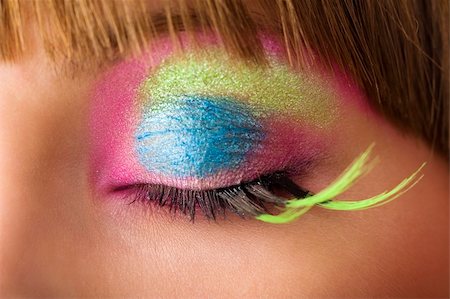 simsearch:400-04552932,k - eye close up with colored make up and green long eyelashes Stock Photo - Budget Royalty-Free & Subscription, Code: 400-04132212