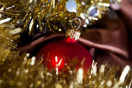 round ornament hanging of a tree - Photography of baubles connected with Christmas time and Christmas tree. Stock Photo - Budget Royalty-Free & Subscription, Code: 400-04132239