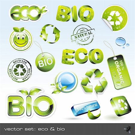 simsearch:400-04306902,k - Vector set : eco & bio - 16 Articles Photographie de stock - Aubaine LD & Abonnement, Code: 400-04132398