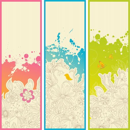 set of three vertical floral banners or bookmarks Fotografie stock - Microstock e Abbonamento, Codice: 400-04132401