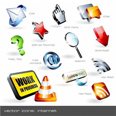 icons on internet related topics - 12 pieces Fotografie stock - Microstock e Abbonamento, Codice: 400-04132403