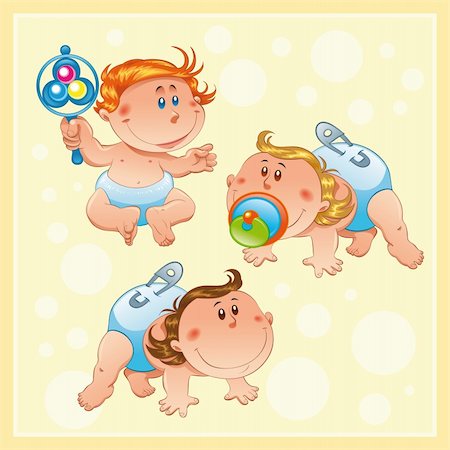 Babies, cartoon and vector characters with background Stock Photo - Budget Royalty-Free & Subscription, Code: 400-04132419
