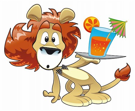 Lion with Drink. Cartoon vector character Stock Photo - Budget Royalty-Free & Subscription, Code: 400-04132471