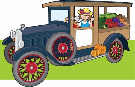 A young woman is driving a truck full of vegetables Stock Photo - Budget Royalty-Free & Subscription, Code: 400-04133161