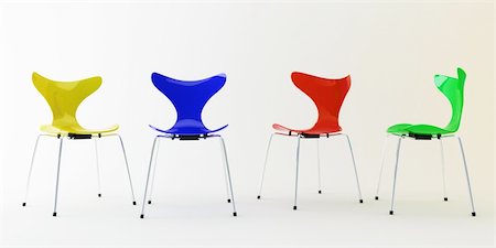 simsearch:400-06075399,k - Four modern chairs (3d rendering) Stock Photo - Budget Royalty-Free & Subscription, Code: 400-04133235