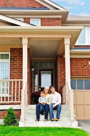 pictures people sitting front steps house - Young family sitting on front steps of house Stock Photo - Budget Royalty-Free & Subscription, Code: 400-04133252