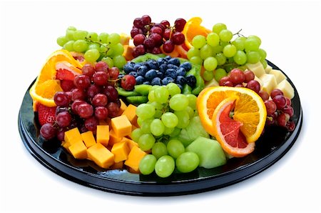 simsearch:400-04133788,k - Isolated platter of assorted fruit and cheese Foto de stock - Super Valor sin royalties y Suscripción, Código: 400-04133274