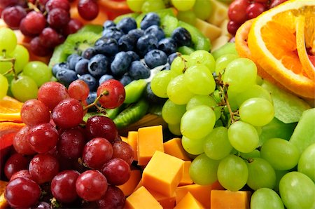 Platter of assorted fresh fruit and cheese Stock Photo - Budget Royalty-Free & Subscription, Code: 400-04133275