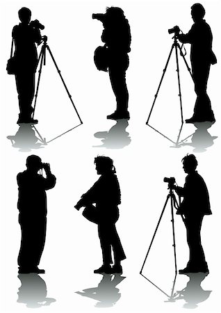 film camera silhouette - Vector image of young photographers with equipment at work Stock Photo - Budget Royalty-Free & Subscription, Code: 400-04133342