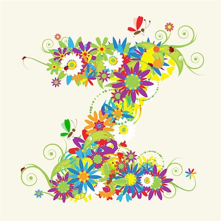 Letter Z, floral design. See also letters in my gallery Stock Photo - Budget Royalty-Free & Subscription, Code: 400-04133427