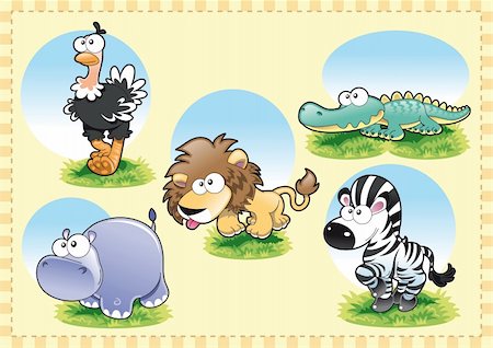 people with forest background - Animal Family, vector and cartoon illustration Stock Photo - Budget Royalty-Free & Subscription, Code: 400-04133862