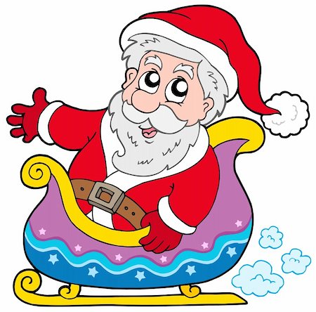 simsearch:400-04144528,k - Santa Claus on sledge - vector illustration. Foto de stock - Super Valor sin royalties y Suscripción, Código: 400-04144029