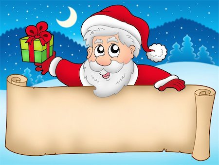 simsearch:400-04144529,k - Banner with cute Santa Claus - color illustration. Fotografie stock - Microstock e Abbonamento, Codice: 400-04144036