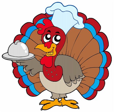 simsearch:400-06525548,k - Turkey chef on white background - vector illustration. Foto de stock - Super Valor sin royalties y Suscripción, Código: 400-04144033