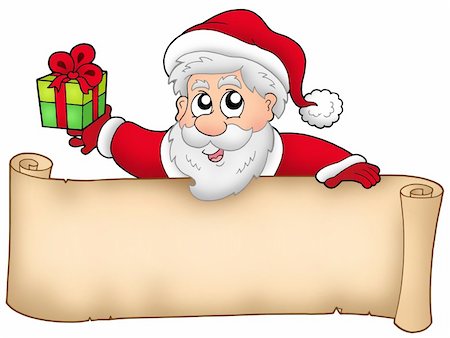 simsearch:400-04652307,k - Christmas banner with Santa and gift - color illustration. Stockbilder - Microstock & Abonnement, Bildnummer: 400-04144046