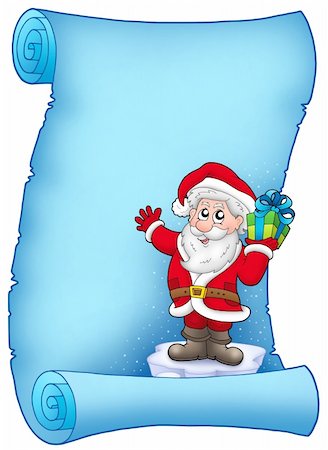 simsearch:400-05178688,k - Blue parchment with Santa Claus 5 - color illustration. Photographie de stock - Aubaine LD & Abonnement, Code: 400-04144042