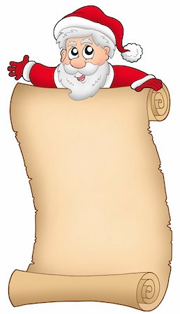 simsearch:400-04144529,k - Parchment with happy Santa Claus - color illustration. Fotografie stock - Microstock e Abbonamento, Codice: 400-04144068