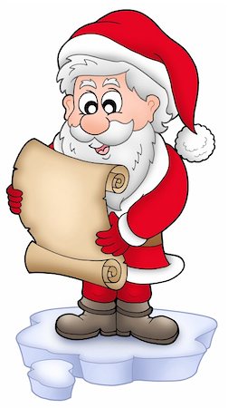 simsearch:400-04133143,k - Santa reading parchment on iceberg - color illustration. Stock Photo - Budget Royalty-Free & Subscription, Code: 400-04144069