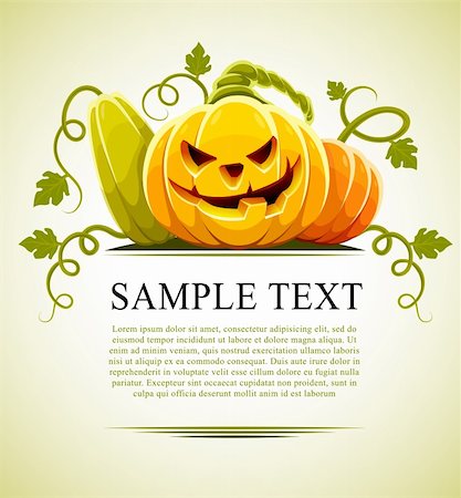 halloween pumpkin vegetables with green leaves - vector illustration Stock Photo - Budget Royalty-Free & Subscription, Code: 400-04144373