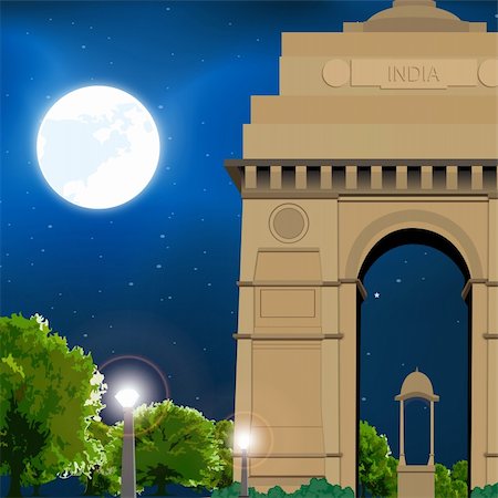 india gate, new delhi, india, moonlight, travel Fotografie stock - Microstock e Abbonamento, Codice: 400-04144489