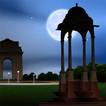 view of india gate, new delhi, india Fotografie stock - Microstock e Abbonamento, Codice: 400-04144480