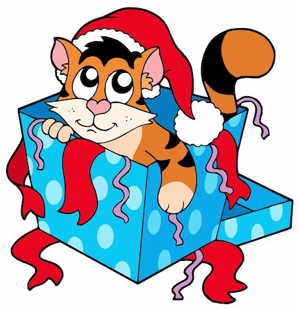 simsearch:400-04652307,k - Cute Christmas cat - vector illustration. Stockbilder - Microstock & Abonnement, Bildnummer: 400-04144514